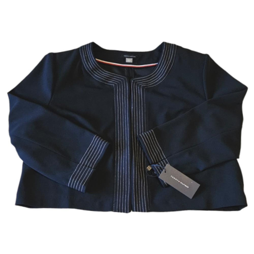 NWT! Tommy Hilfiger Cropped Blazer Navy Women's Size XLarge